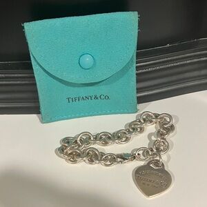 Please Return Tiffany & Co. Silver Heart Tag Chain Link Bracelet 7.25"